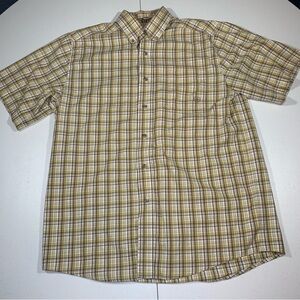 Ariat Pro Series Button Down Shirt Men Medium Yellow Short Sleeve Vented Fishing
